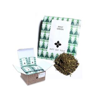imageArt of Tea  Organic Mint Green Tea  50 Count Eco Friendly Pyramid Tea Bag Sachets